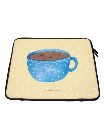 Mr. & Mrs. Panda Laptop Sleeve Kaffee Tasse ohne Spruch in Gelb Pastell