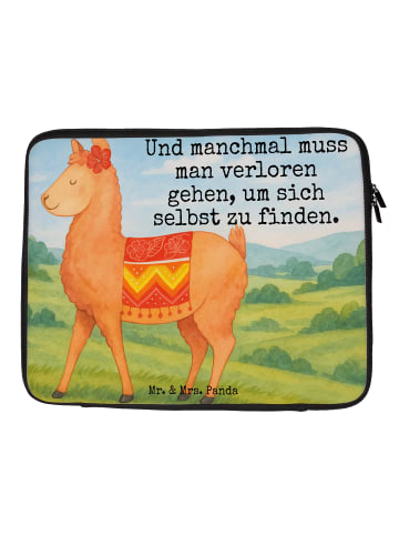 Mr. & Mrs. Panda Laptop Hülle Alpaka Stolz Design mit Spruch in Weiß
