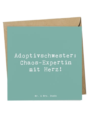 Mr. & Mrs. Panda Geschenkkarte Spruch Adoptivschwester Chaos mit... in Meeresbrise