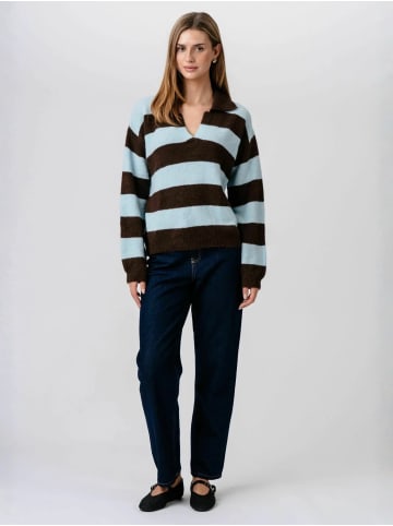 TeeShoppen Pullover Nora Knit in Brown-Light Blue