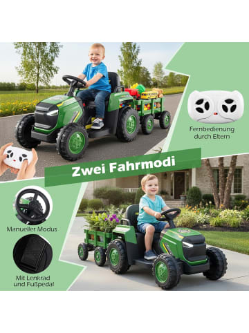 COSTWAY 12V Elektro Traktor mit Anhänger in Grün