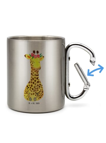 Mr. & Mrs. Panda Edelstahlbecher Giraffe Blumenkranz ohne Spruch in Silber