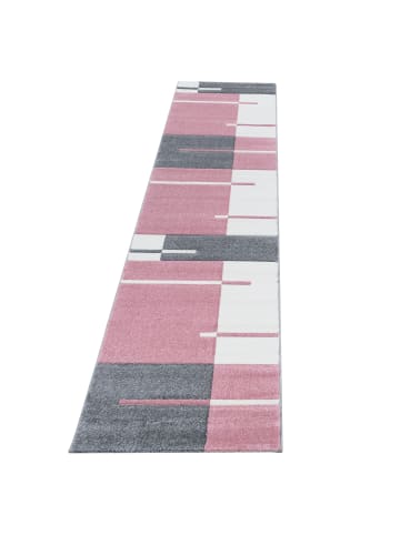 KADIMA DESIGN Teppich Kurzflor Waschbar Karo MONZA Strapazierfähig OEKO-TEX in Pink