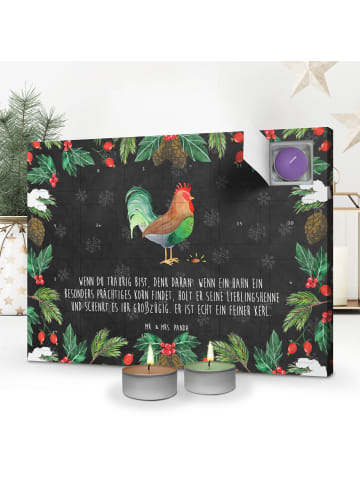Mr. & Mrs. Panda adventskalender mit kerzen Hahn Korn mit Spruch in Kreidetafel