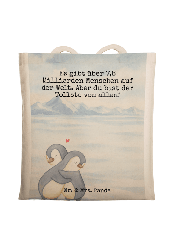 Mr. & Mrs. Panda Baumwolltasche Pinguine Kuscheln Design mit Spruch in Weiß