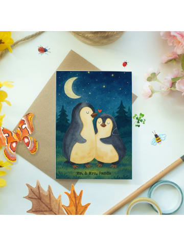 Mr. & Mrs. Panda Glückwunschkarte Pinguine Einschlafen Design oh... in Weiß