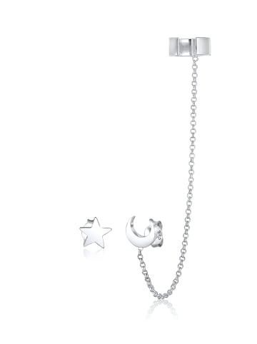 Elli Ohrringe 925 Sterling Silber Halbmond, Astro, Stern, Sterne in Silber