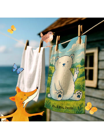 Mr. & Mrs. Panda Gästehandtuch Eisbär Faul Design ohne Spruch in Weiß