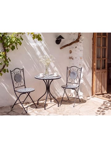 Beliani Outdoor Bistrotisch SIROLO in Weiß/Blau/Schwarz - (W) 60 x (H) 71 x (L) 60 cm