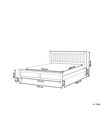 Beliani Doppelbett MAYENNE in Weiß - (W) 129 x (H) 88 x (L) 208 cm