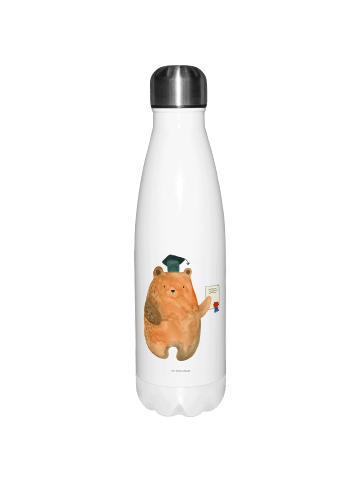 Mr. & Mrs. Panda Wasserflasche Bär Prüfung ohne Spruch in Weiß