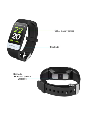 Platyne Multisport-Uhr, kompatibel mit iOS & Android in Schwarz