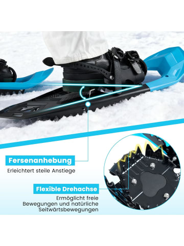 COSTWAY Schneeschuhe mit SteighilfeSchuhgröße 35-45 in Blau