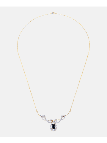 Diamant L'éternel Halskette aus 375 Gelbgold mit Diamant mit Saphir Infinity-Design