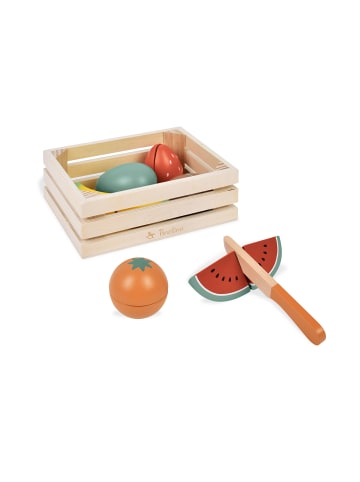 Pinolino Obst-Set mit Messer im Holzkorb, 8-tlg., 17 x 13 x 7 cm
