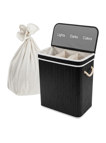 relaxdays Wäschekorb in Schwarz - (B)52 x (H)63 x (T)32 cm
