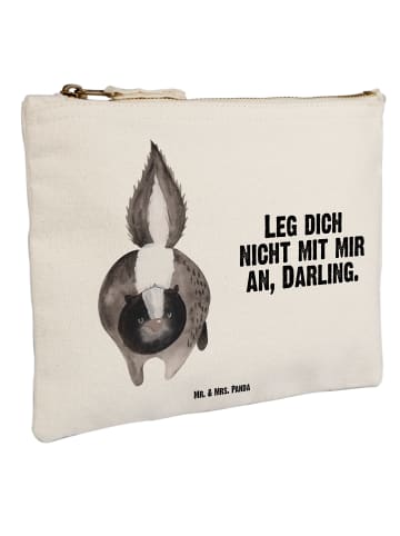 Mr. & Mrs. Panda Kosmetiktasche Stinktier Angriff mit Spruch in Weiß