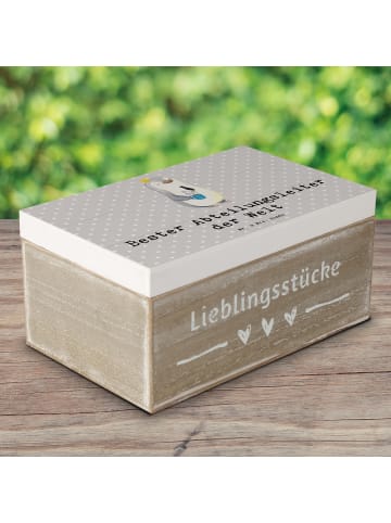 Mr. & Mrs. Panda Holzkiste Pinguin Bester Abteilungsleiter der W... in Grau Pastell
