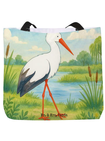 Mr. & Mrs. Panda Shopper Storch Design ohne Spruch in Weiß