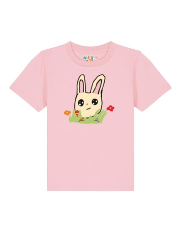wat? Apparel T-Shirt Osterhase mit Blumen in Rosa