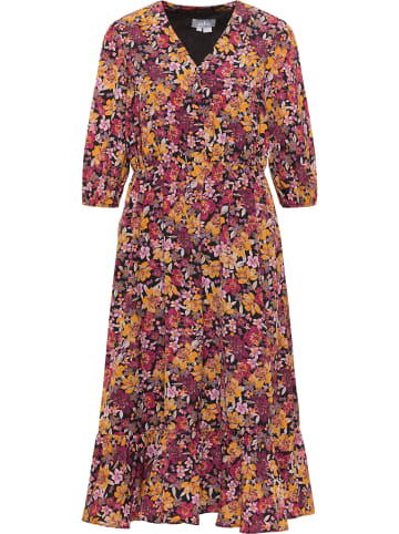 Usha Damen Midikleid Mit Blumenprint in Schwarz Mehrfarbig