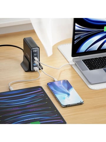 TechProtect Tech-Protect DC140W-GAN 5-PORT PD140W/QC3.0 Ladestation – Schwarz in Schwarz