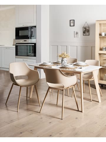Beliani 4er-Set Esszimmerstuhl MILLERS in Beige/Braun