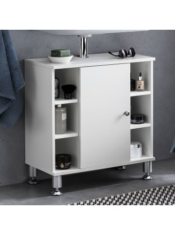 KADIMA DESIGN Moderner Badezimmer-Unterschrank, Chromfarbenfassung, Stauraum, justierbare Füße