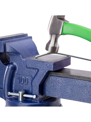 tectake Spannstock aus Gusseisen mit Amboss, 360° drehbar, 3 Anschraublöcher