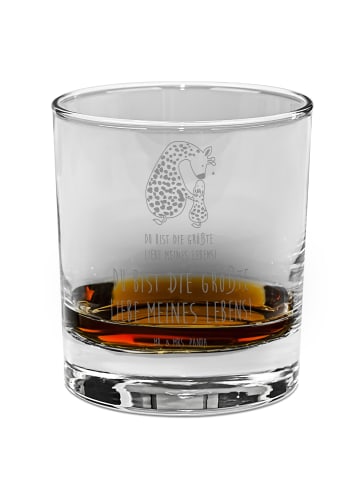 Mr. & Mrs. Panda Whiskey Glas Giraffe Kind mit Spruch in Transparent