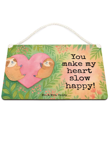 Mr. & Mrs. Panda Schild Faultiere Herz Design mit Spruch in Weiß