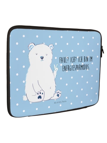 Mr. & Mrs. Panda Laptop Tasche Eisbär Faul mit Spruch in Blau Pastell