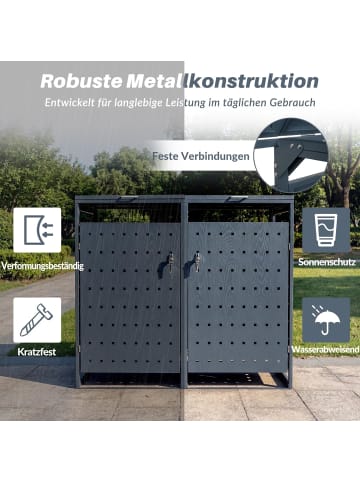 COSTWAY Mülltonnenbox 240L Metall Outdoor in Grau