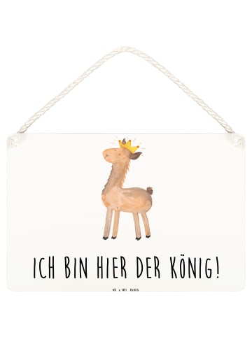 Mr. & Mrs. Panda Deko Schild Lama König mit Spruch in Weiß