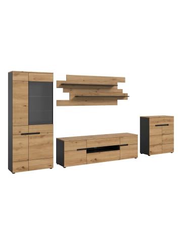 ebuy24 Regalsystem Canu (4-teilig) Eiche 375 x 44 cm