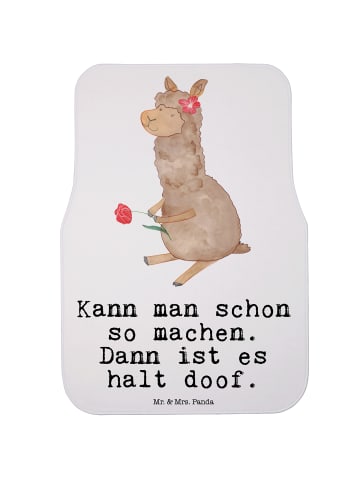 Mr. & Mrs. Panda Fußmatte Fürs Auto Alpaka Blume mit Spruch in Weiß