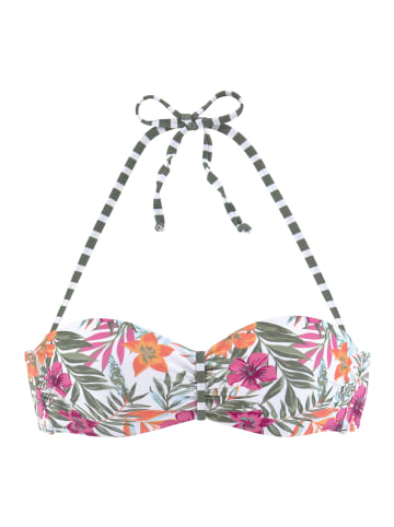 Venice Beach Bandeau-Bikini-Top in weiß bedruckt