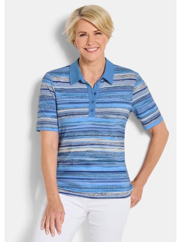 GOLDNER Kurzgröße:  Jerseyshirt mit Ethno-Design in blau / gemustert