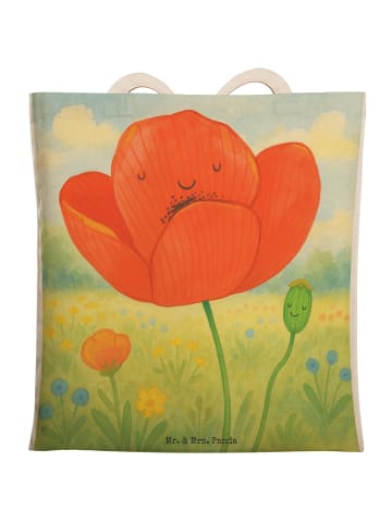 Mr. & Mrs. Panda Tote Bag Blume Mohnblume Design ohne Spruch in Weiß
