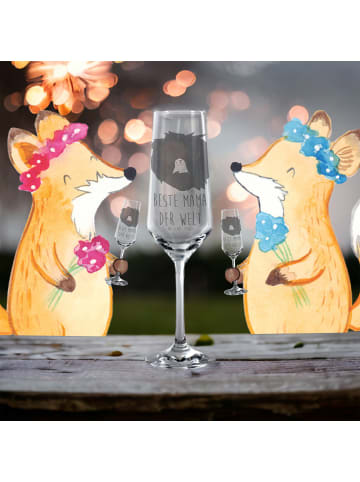 Mr. & Mrs. Panda Champagnerglas Bär Königin mit Spruch in Transparent