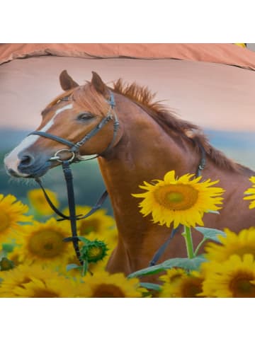 termana Traum&Trend Kinder Bettwäsche-Set "Pferde / Sonnenblumen" in Bunt