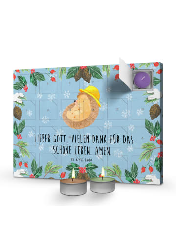 Mr. & Mrs. Panda Adventskalender Igel Beten mit Spruch in Eisblau