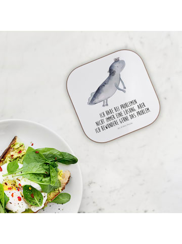 Mr. & Mrs. Panda Untersetzer für Gläser Axolotl Schwimmen mit Sp... in Weiß