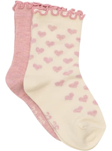Minymo Kinder Socken "Socks with Lettuce Hem (2-Pack)" in Rosa