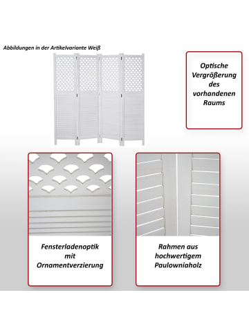 MCW Paravent A84 mit Ornamente, Weiß