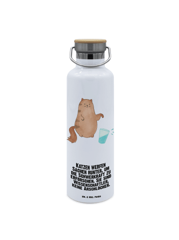 Mr. & Mrs. Panda Sport Trinkflasche Katze Wasserglas mit Spruch in Weiß