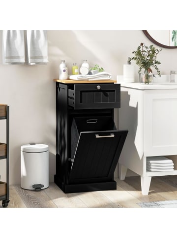 COSTWAY Wäscheschrank mit Wäschekorb 40 x 37 x 82 cm in Schwarz