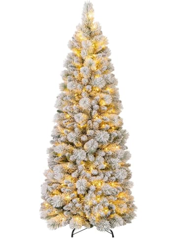 COSTWAY 180cm Künstlich Weihnachtsbaum mit Beleuchtung in Weiß