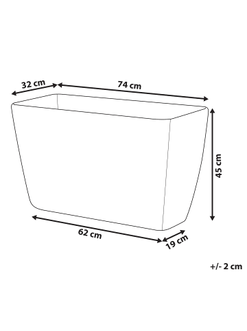 Beliani Outdoor Blumentopf BARIS in Grau - (W) 74 x (H) 45 x (L) 32 cm