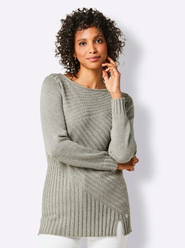 creation L Langarm-Pullover in khaki-meliert